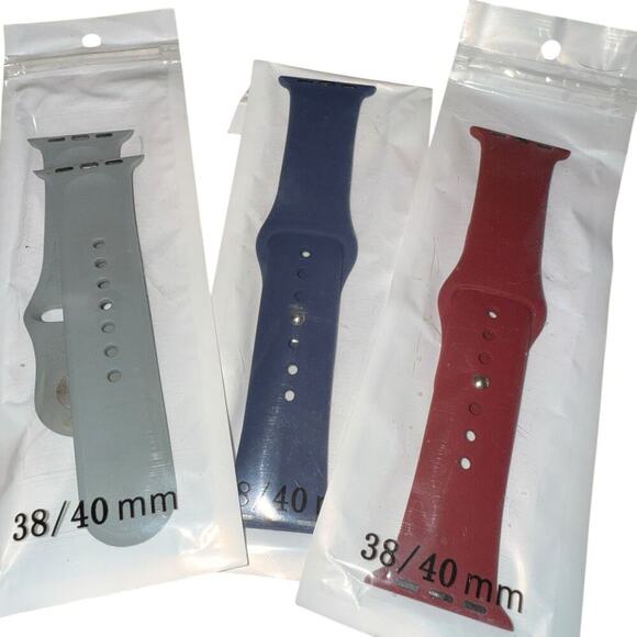 Set of 3 Watch Bands Apple Sz 38/40 Red Blue Gray - Picture 2 of 3